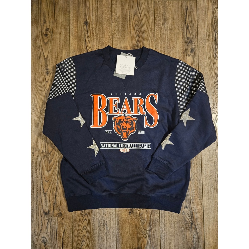 Chicago Bears Gameday Couture Sweatshirt Women's Size S Rhinestone Stars